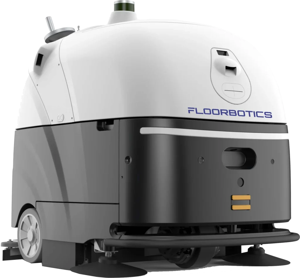 Commercial robotic sweeper cleaning a warehouse floor – autonomous floor sweeper for dust and debris removal in Brisbane and Sunshine Coast.