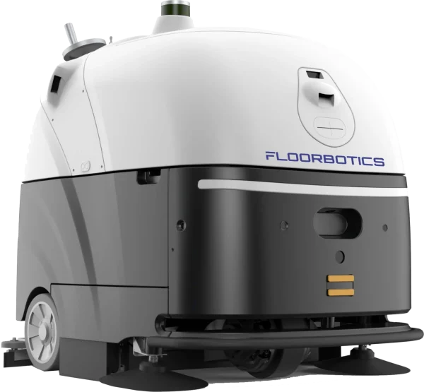Commercial robotic sweeper cleaning a warehouse floor – autonomous floor sweeper for dust and debris removal in Brisbane and Sunshine Coast.