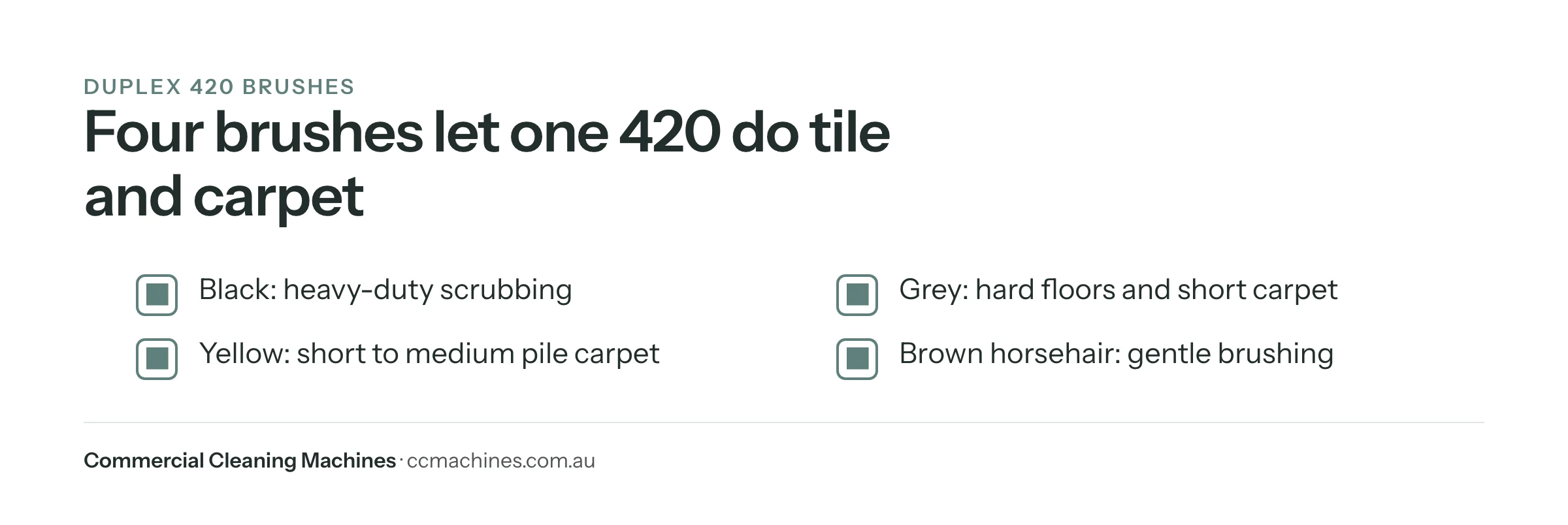 Duplex 420 brush colours and the floors each one suits